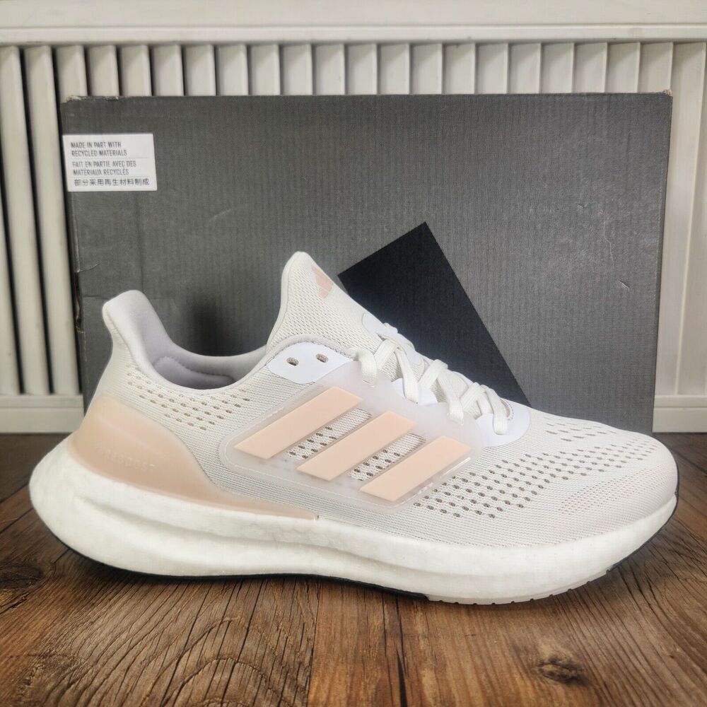 Adidas Pureboost 23 IF2392 Womens 8.5 White Pink Athletic Running Sneakers Shoes